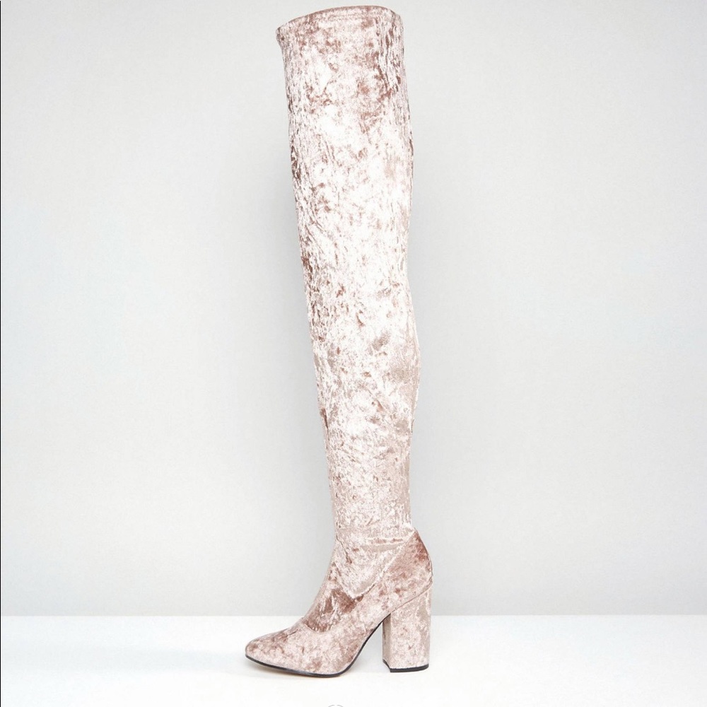 ASOS thigh high velvet boots
